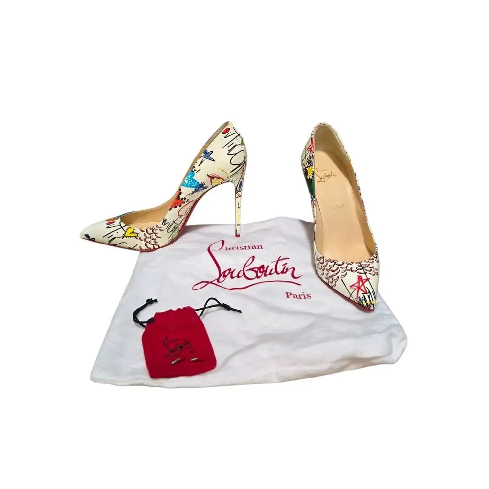 Christian Louboutin So Kate Graffiti Art Patent Leather 120 Heel Pumps